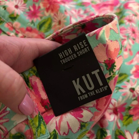NWT Kut from the Kloth Pink and Green Floral Women's Shorts 14 - Picture 6 of 7